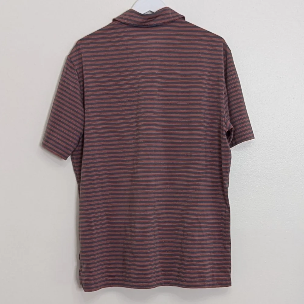 Adidas Golf Polo Men Large Red Gray Striped Short Sleeve
